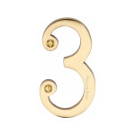 M Marcus Heritage Brass Numeral 3 - Face Fix 76mm Slimline font